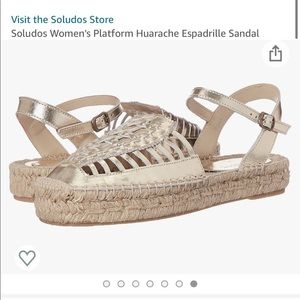 Soludos Platform Huarache Gold/Silver Espadrilles